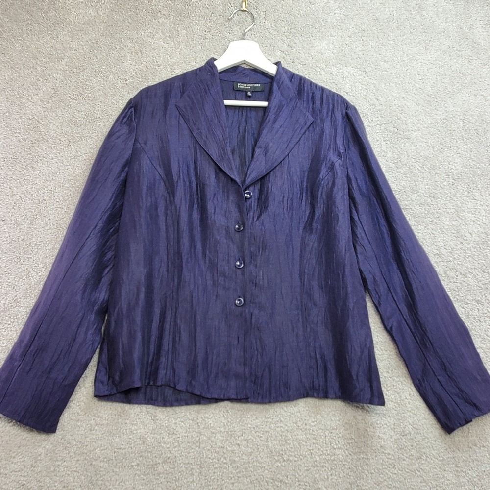 Jones New‎ York Women's Purple Button Front Linen Nylon Light Blazer Sz 12